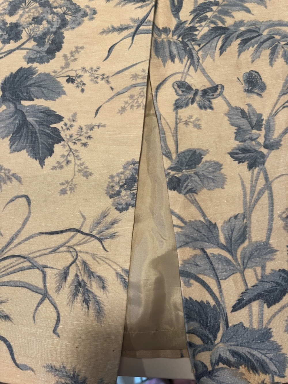 Vintage TALBOTS Silk Linen Floral Skirt with Blue Floral Print - Picture 10 of 12